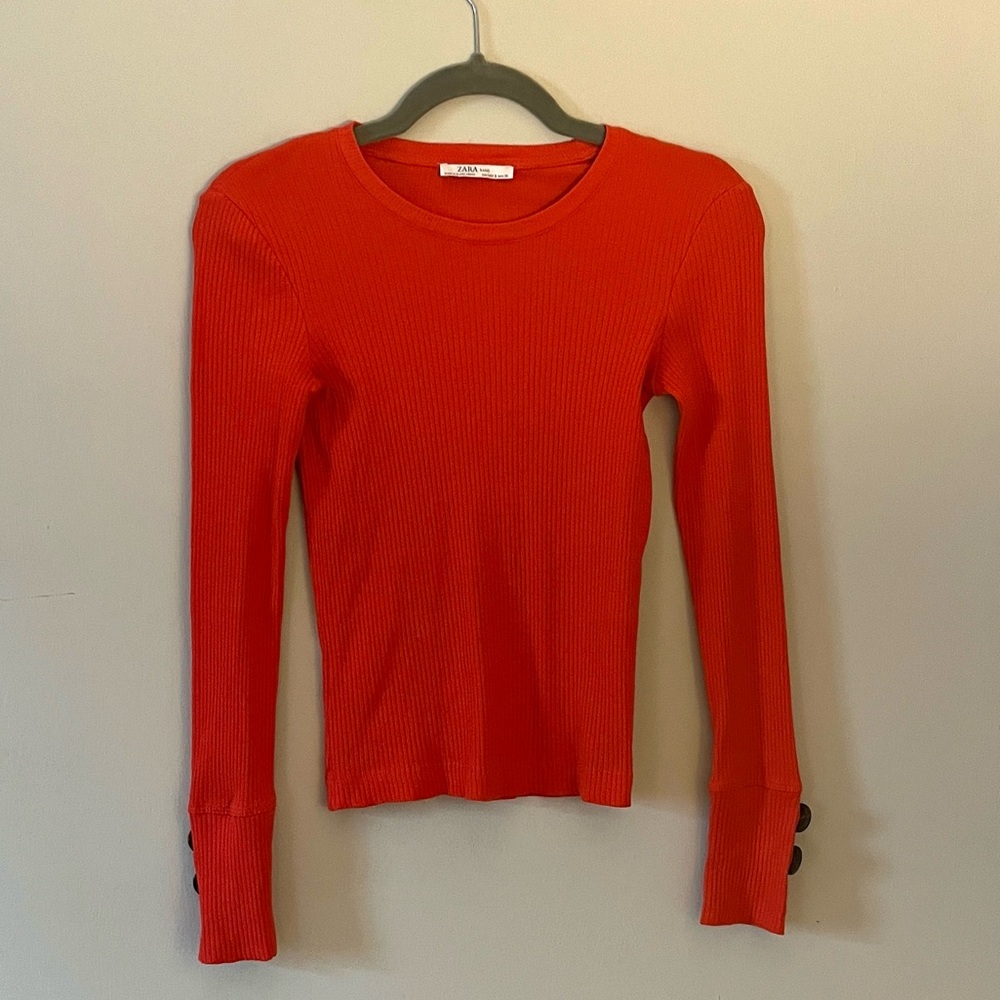 Zara Vibrant orange Long Sleeve Top